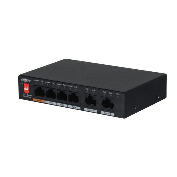 Dahua PFS3006-4ET-60 4-port PoE FE Unmanaged Desktop Switch with 2x FE Uplink Ports