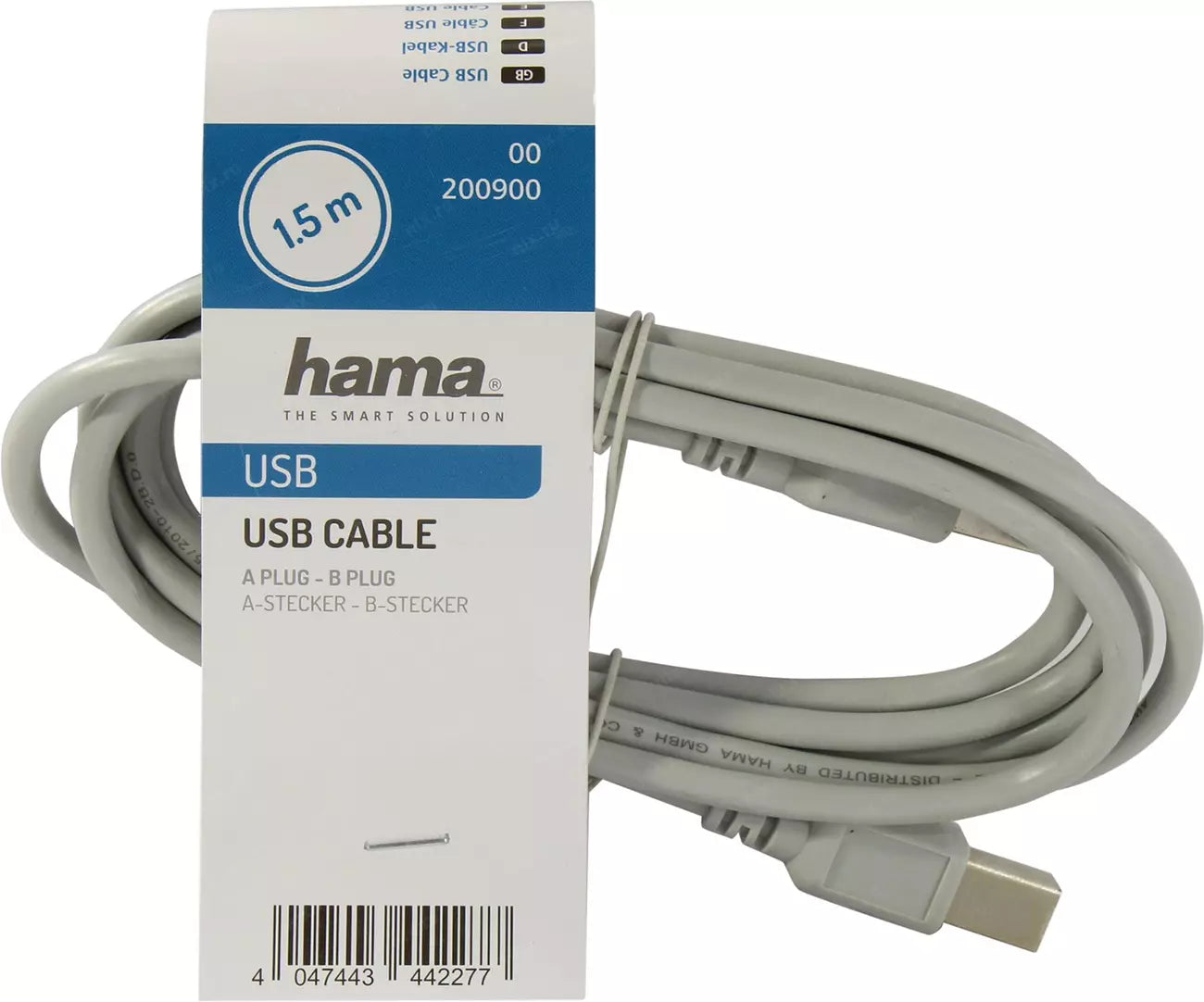 HAMA USB cable 1.5 m 2.0 USB A USB B Cable - Grey