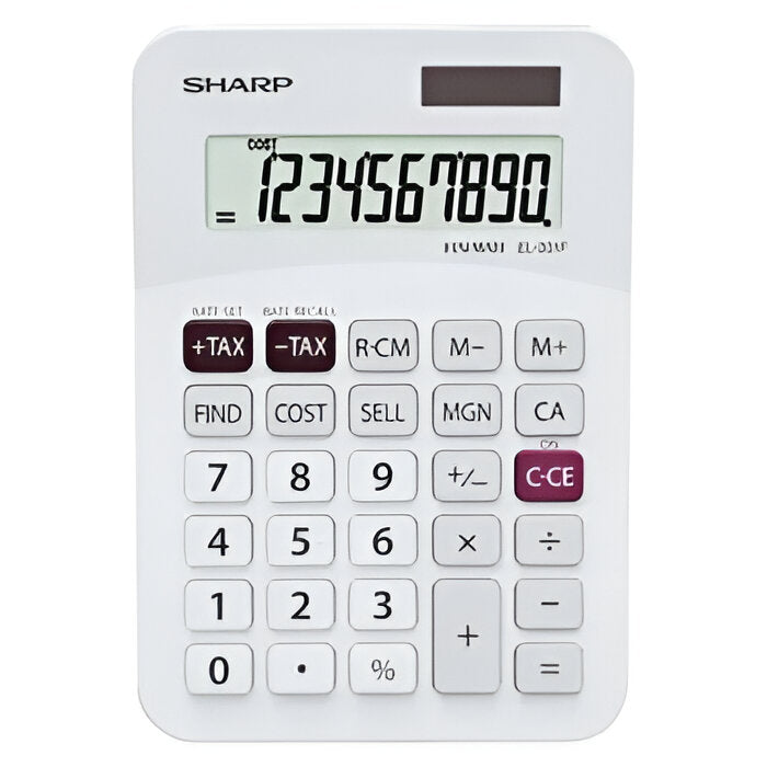 Sharp (EL-331FB) 10-digit Mini Desk Calculator - White