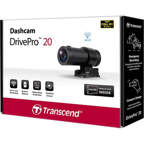 Transcend DrivePro 20 1080p Motorcycle Dash Camera with 32GB microSD Card